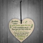 Brother Memorial In Loving Memory Wood Heart Christmas Bauble