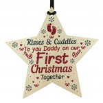 Daddy First 1st Christmas Newborn Baby Gift Wood Star Bauble