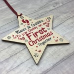 Daddy First 1st Christmas Newborn Baby Gift Wood Star Bauble