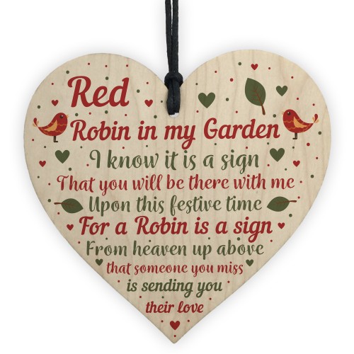 Robins Appear Wood Heart Memorial Christmas Tree Decoration 