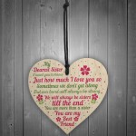 Sister Gifts Wooden Heart Best Friend Plaque Birthday Xmas Card