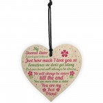 Sister Gifts Wooden Heart Best Friend Plaque Birthday Xmas Card