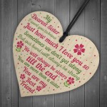 Sister Gifts Wooden Heart Best Friend Plaque Birthday Xmas Card