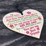 Sister Gifts Wooden Heart Best Friend Plaque Birthday Xmas Card