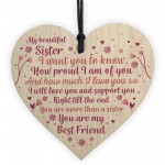 Sister Birthday Card Gift Wood Heart Sister Gifts For Christmas