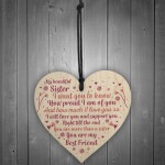 Sister Birthday Card Gift Wood Heart Sister Gifts For Christmas