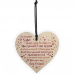 Sister Birthday Card Gift Wood Heart Sister Gifts For Christmas