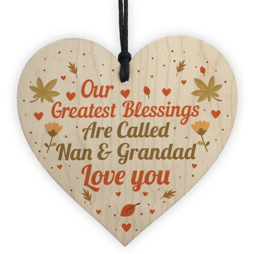 Special Nan Grandad Gift For Birthday Christmas Wood Heart Sign