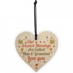 Special Nan Grandad Gift For Birthday Christmas Wood Heart Sign