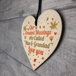 Special Nan Grandad Gift For Birthday Christmas Wood Heart Sign