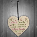 Nan And Grandad Ornament Wooden Heart Gift For Grandparents 