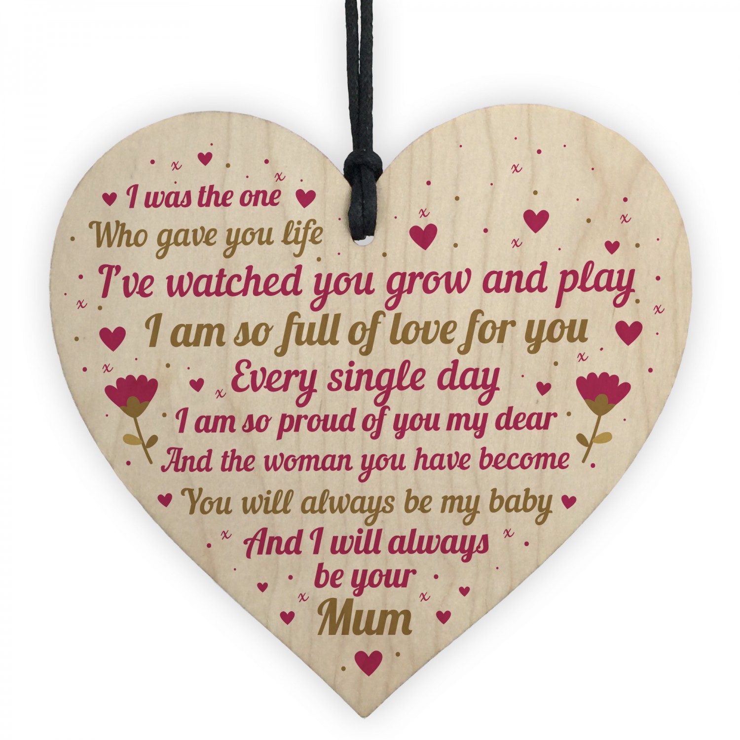 Handmade Daughter Gifts From Mum Wooden Heart Sign Keepsake