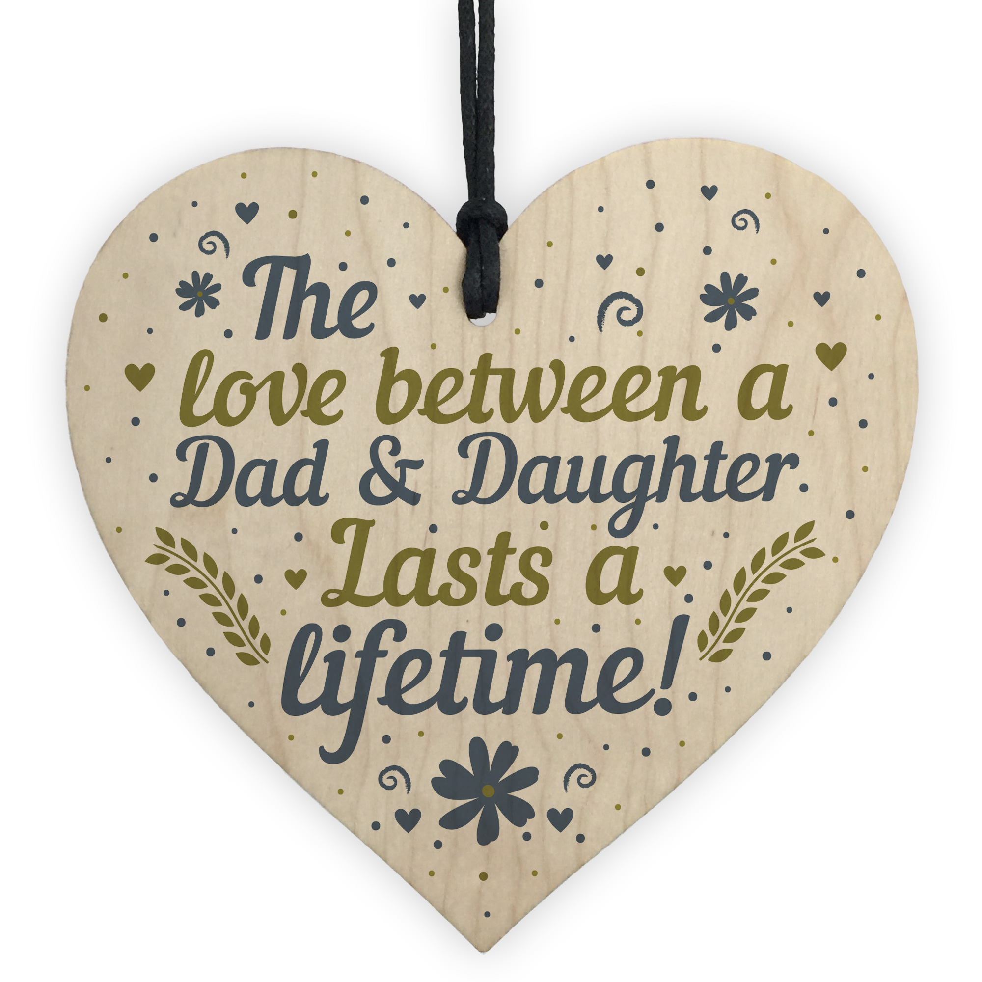 Dad And Daughter Ornament Gifts Wooden Heart Birthday Plaques