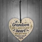 Grandson Plaque Keepsake Wooden Heart Birthday Christmas Gift