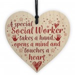 Social Worker Gift THANK YOU Wood Heart Birthday Christmas Gift