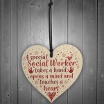 Social Worker Gift THANK YOU Wood Heart Birthday Christmas Gift