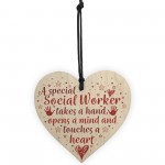 Social Worker Gift THANK YOU Wood Heart Birthday Christmas Gift