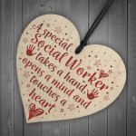 Social Worker Gift THANK YOU Wood Heart Birthday Christmas Gift