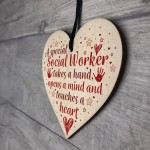 Social Worker Gift THANK YOU Wood Heart Birthday Christmas Gift