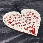 Social Worker Gift THANK YOU Wood Heart Birthday Christmas Gift