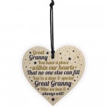 THANK YOU Love Great Granny Wooden Heart Gift Birthday Xmas