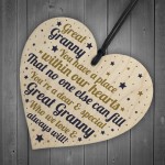 THANK YOU Love Great Granny Wooden Heart Gift Birthday Xmas