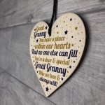 THANK YOU Love Great Granny Wooden Heart Gift Birthday Xmas