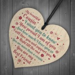 Cousin Birthday Christmas Card Birthday Gift Wooden Heart Sign