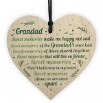 Grandad Grandfather Memorial Plaques Wooden Heart Sign Ornament