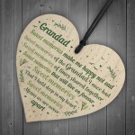 Grandad Grandfather Memorial Plaques Wooden Heart Sign Ornament