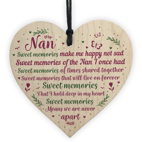 Nan And Grandad Memorial Plaques Wooden Heart Sign Ornament