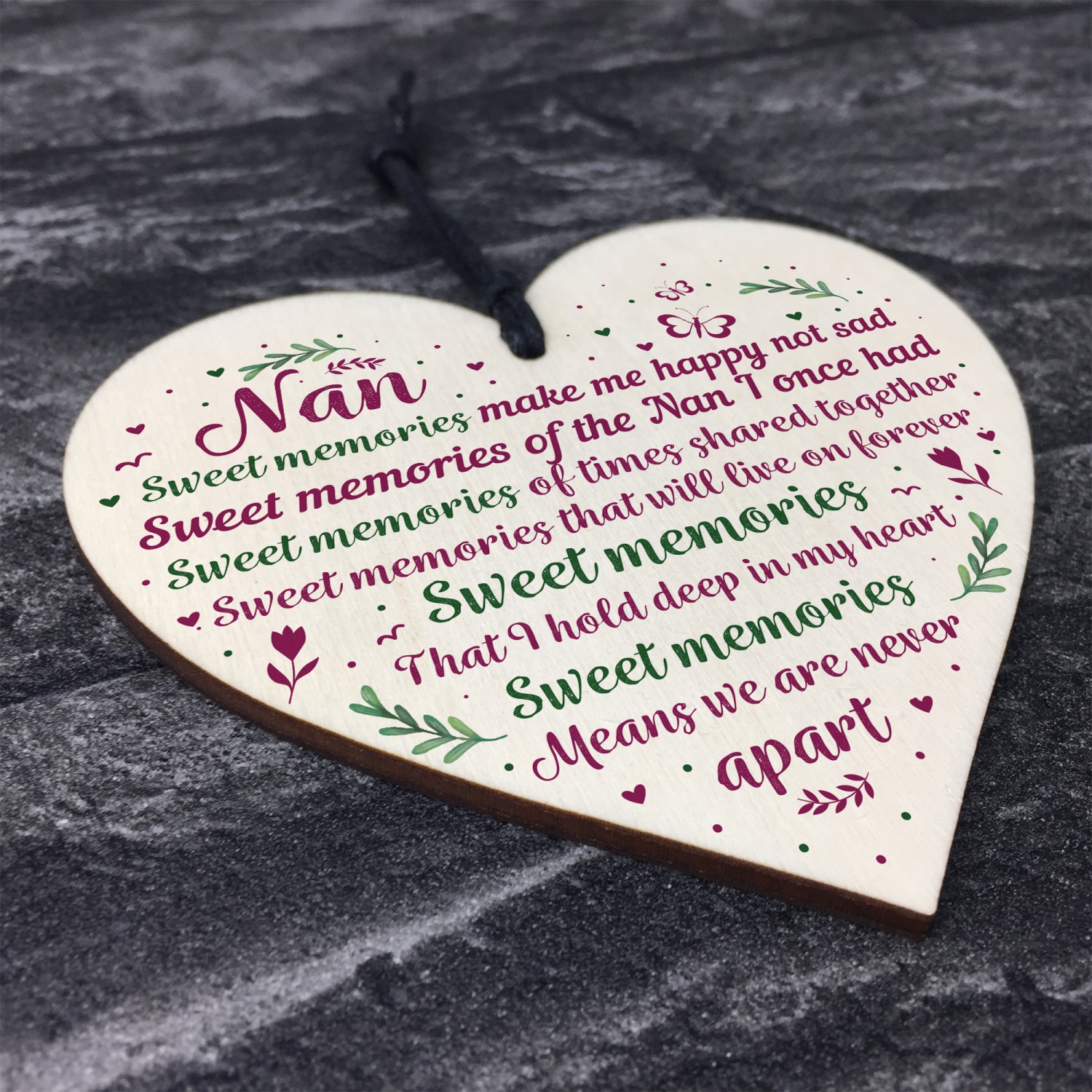 Nan And Grandad Memorial Plaques Wooden Heart Sign Ornament