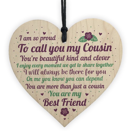 Cousin Christmas Gift Wooden Heart Plaque Cousin Gifts For Girls