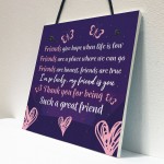 Friendship Keepsake Plaque Best Friend Gifts Thank You Birthday 