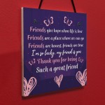 Friendship Keepsake Plaque Best Friend Gifts Thank You Birthday 