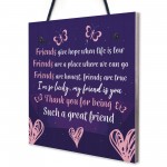 Friendship Keepsake Plaque Best Friend Gifts Thank You Birthday 