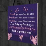 Friendship Keepsake Plaque Best Friend Gifts Thank You Birthday 