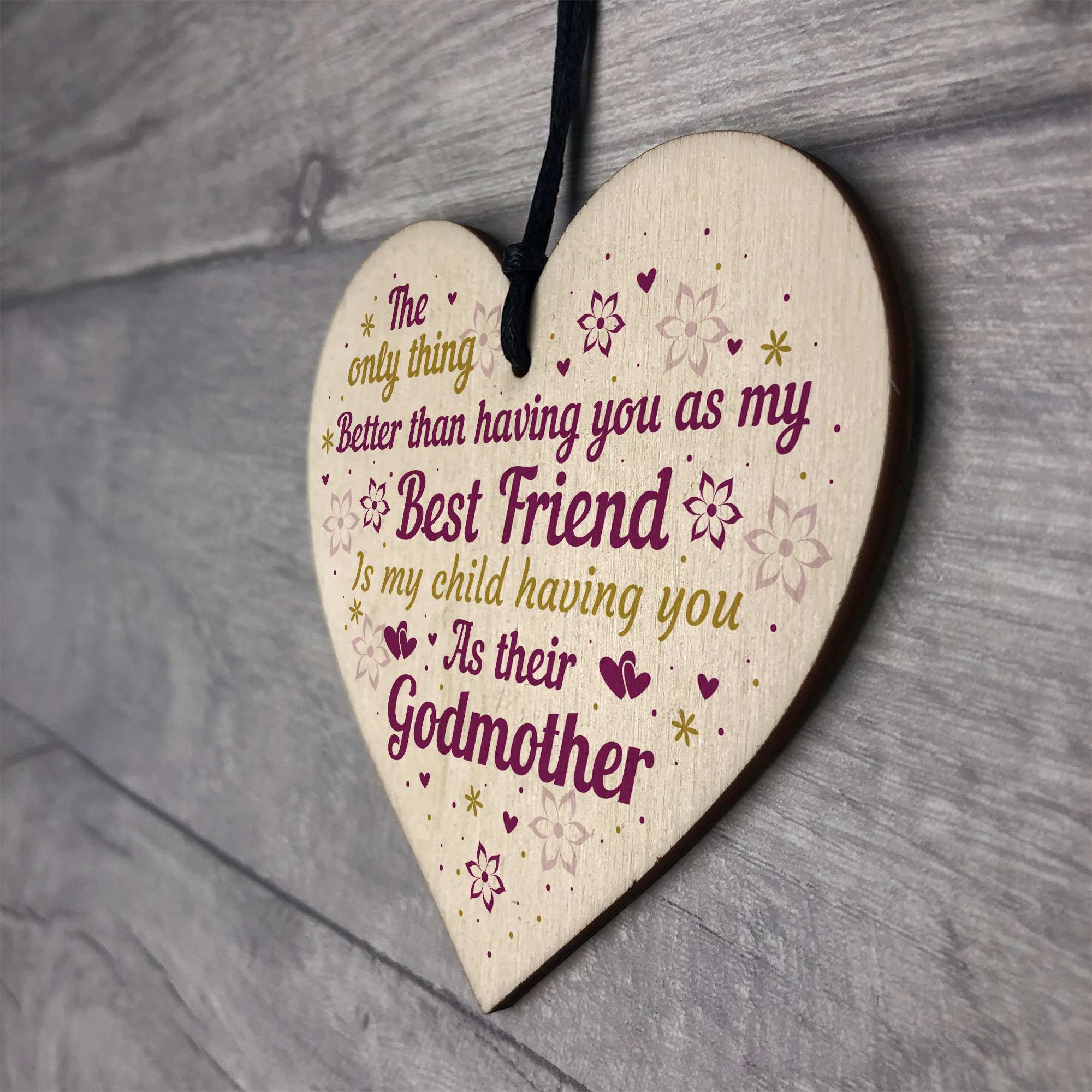 Best Friend Godmother Ts Wooden Heart Plaque Thank You Friend 