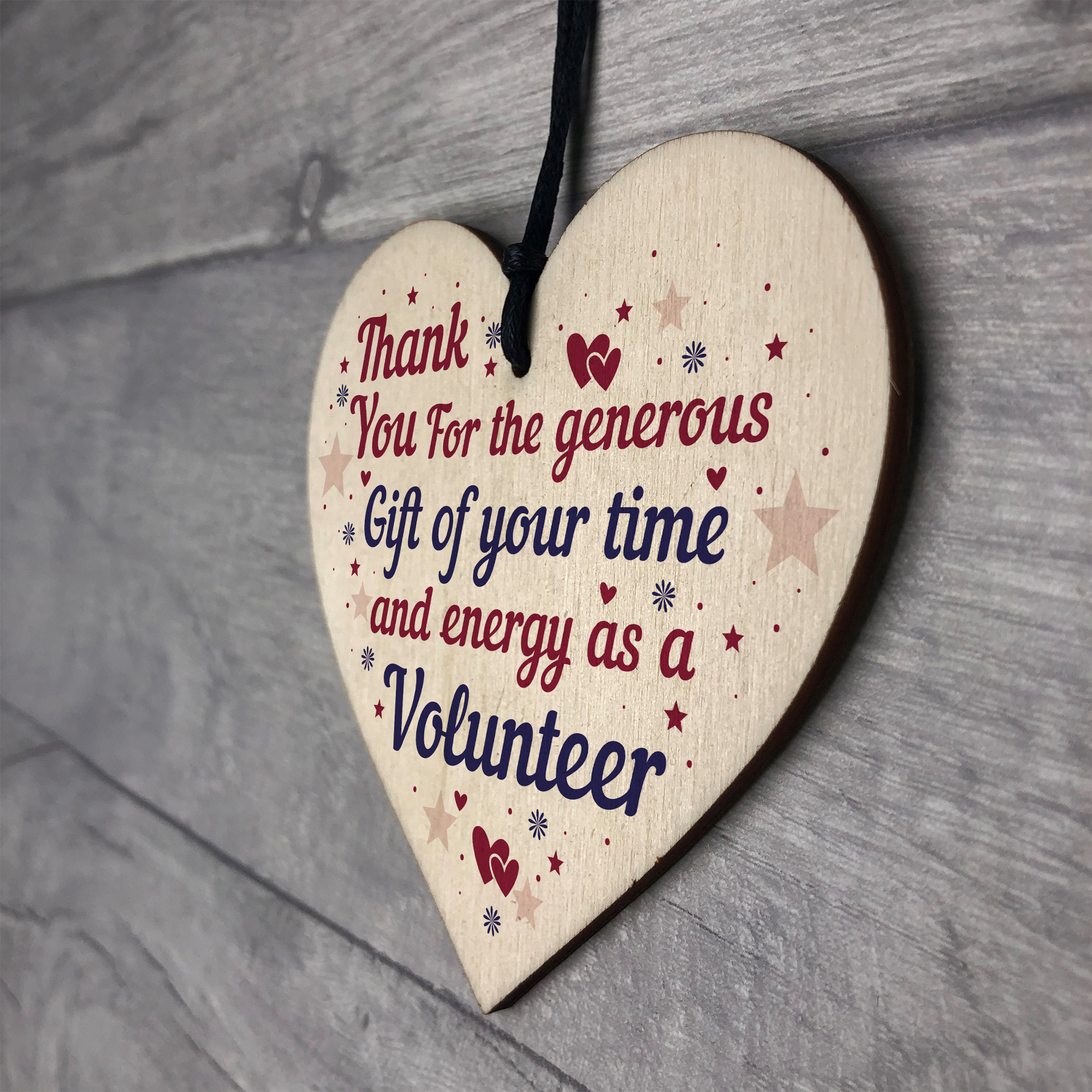 Thank You Gift For Volunteer Colleague Wooden Heart Plaque