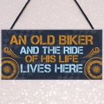 Grumpy Old Biker Gift Sign Funny Birthday Christmas Dad Grandad