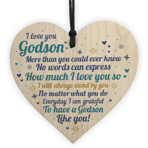 Godson Birthday Christmas Card Heart Godson Christening Gift