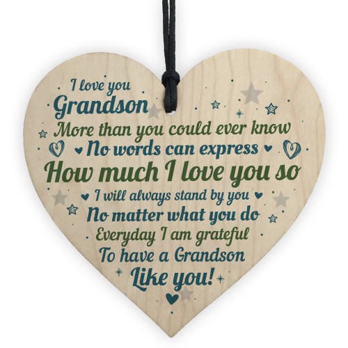 Gift For GRANDSON Birthday Christmas Keepsake Heart THANK YOU