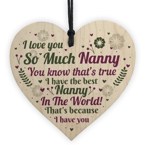 Thank You NANNY Gift For Birthday Christmas Wood Heart Keepsake