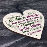 Thank You NANNY Gift For Birthday Christmas Wood Heart Keepsake