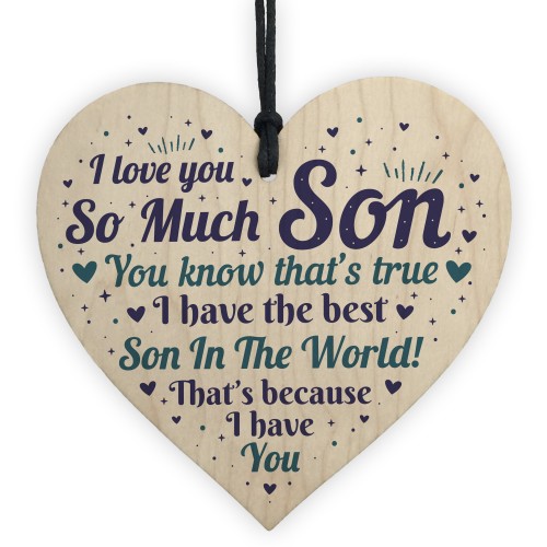 Son Card Birthday Christmas Wooden Heart Son Gifts From Mum Dad