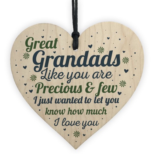 Great Grandad Card Birthday Christmas Gift Wooden Heart Ornament