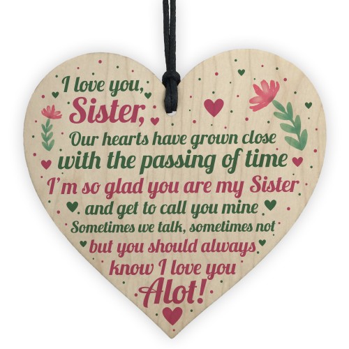 Sister Birthday Card Christmas Gift Sister Decoration Wood Heart