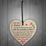 Sister Birthday Card Christmas Gift Sister Decoration Wood Heart