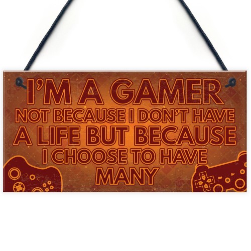 Funny GAMER Bedroom Sign Hanging Plaque Gamer Novelty Gifts