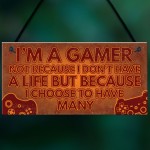 Funny GAMER Bedroom Sign Hanging Plaque Gamer Novelty Gifts